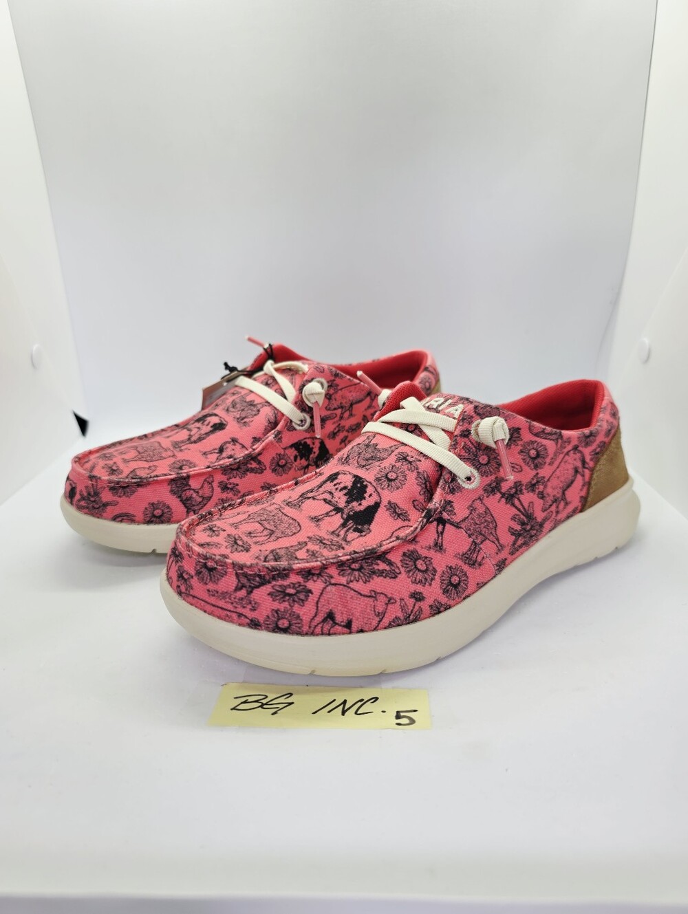 NWT Ariat Hilo Coral Livestock Women's sz 6.5 Pink Animal Print Slip-On Loafer - Picture 3 of 12